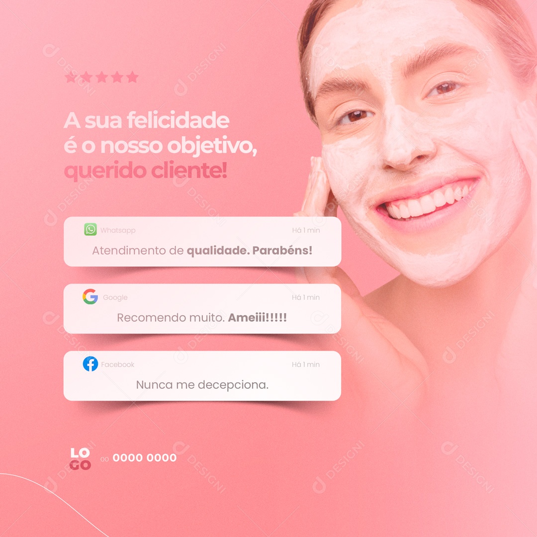 Clínica de Estética Feedback Social Media Editable PSD