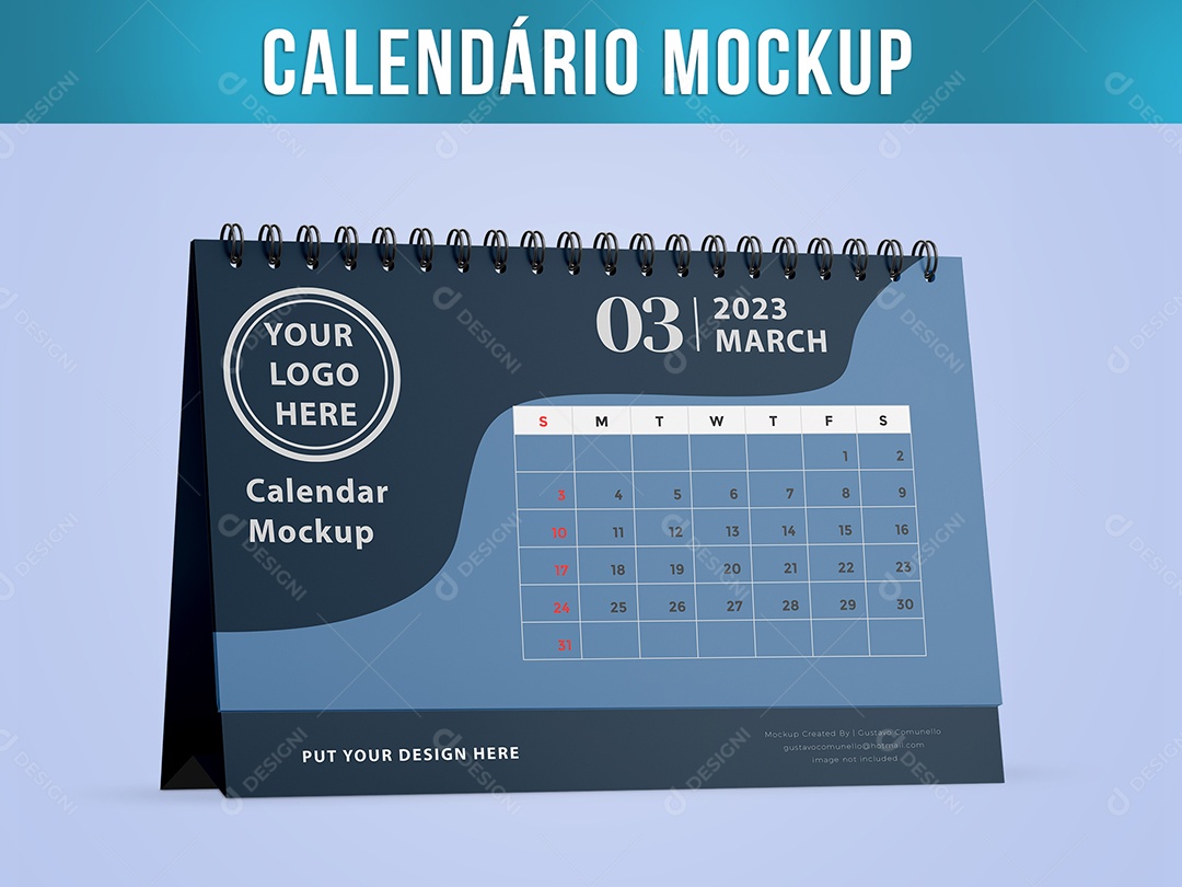 Calendário Mockup PSD Editável [download]   Designi