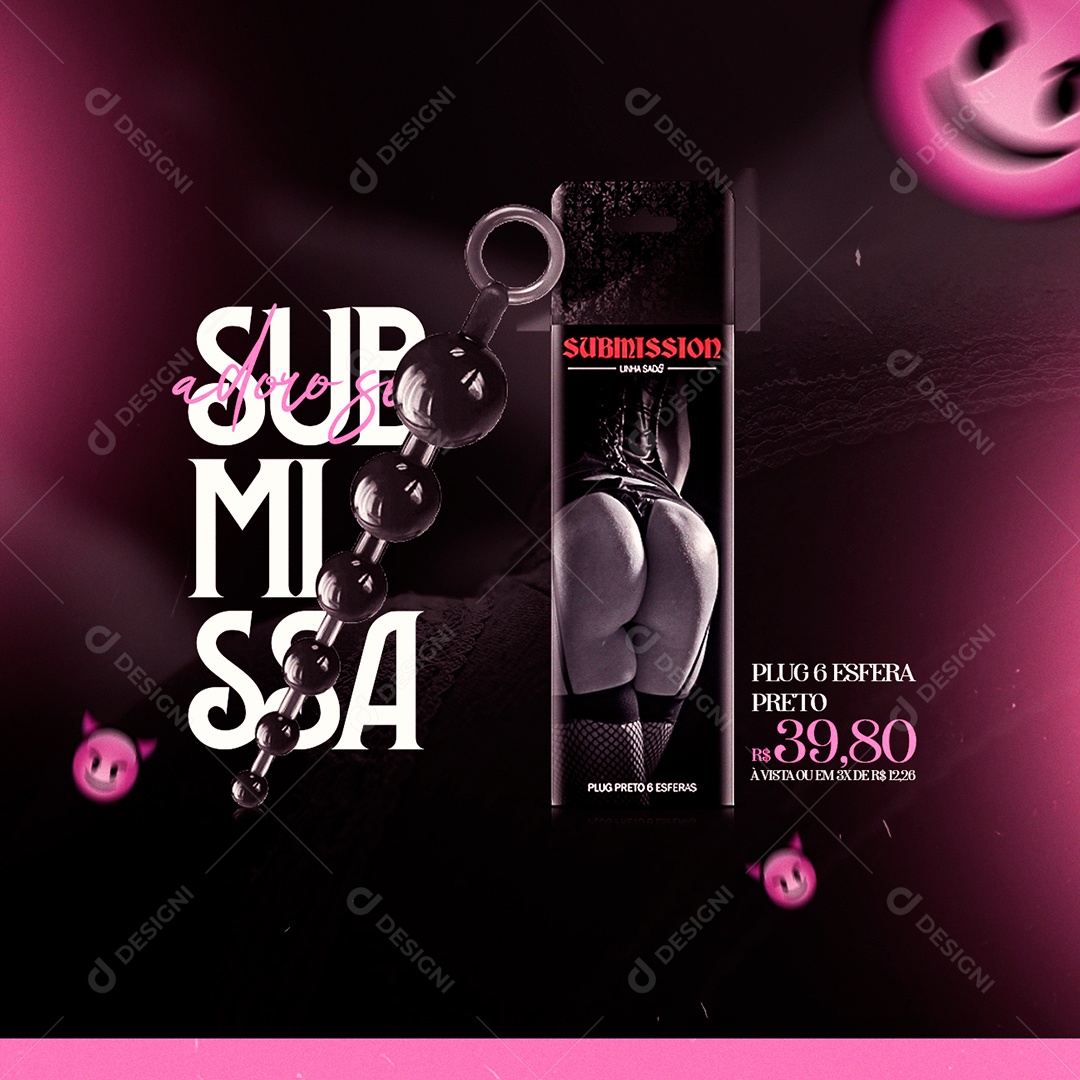 Adoro ser Submissa Sex Shop Social Media PSD Editável