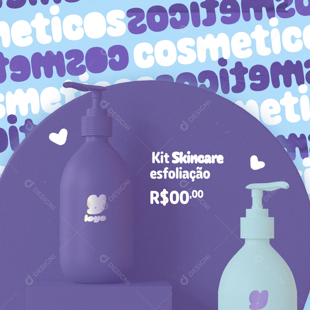 Social Media Cosméticos Kit Skincare PSD Editável