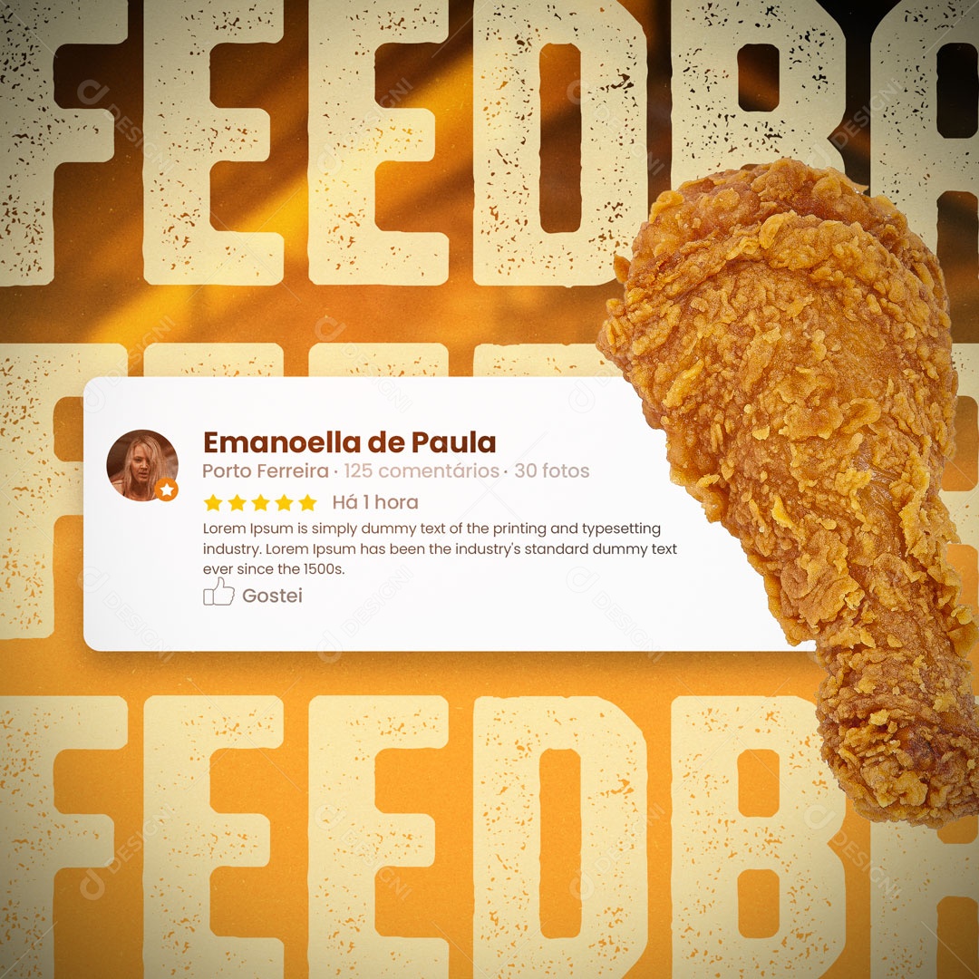 Social Media Feedback Restaurante Frango Frito PSD Editável