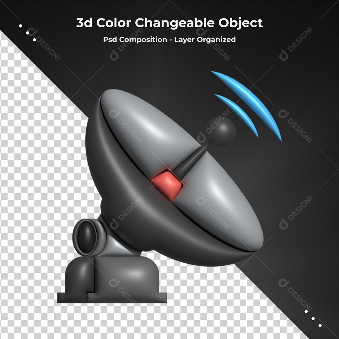 Antena Parabólica Ilustração 3D para Composição PSD [download] - Designi
