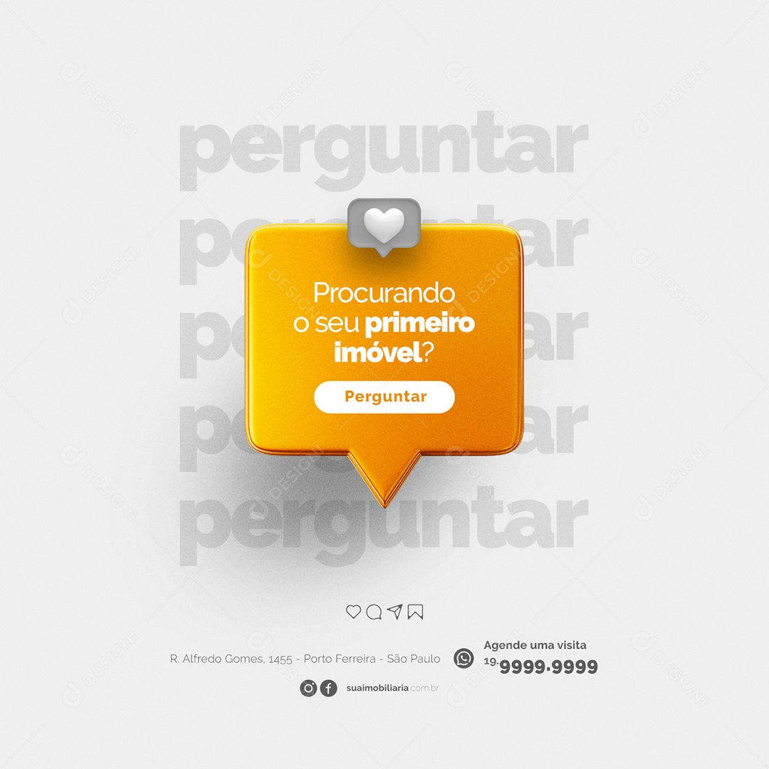 Procurando o seu Primeiro Imóvel Imobiliária Social Media PSD Editável