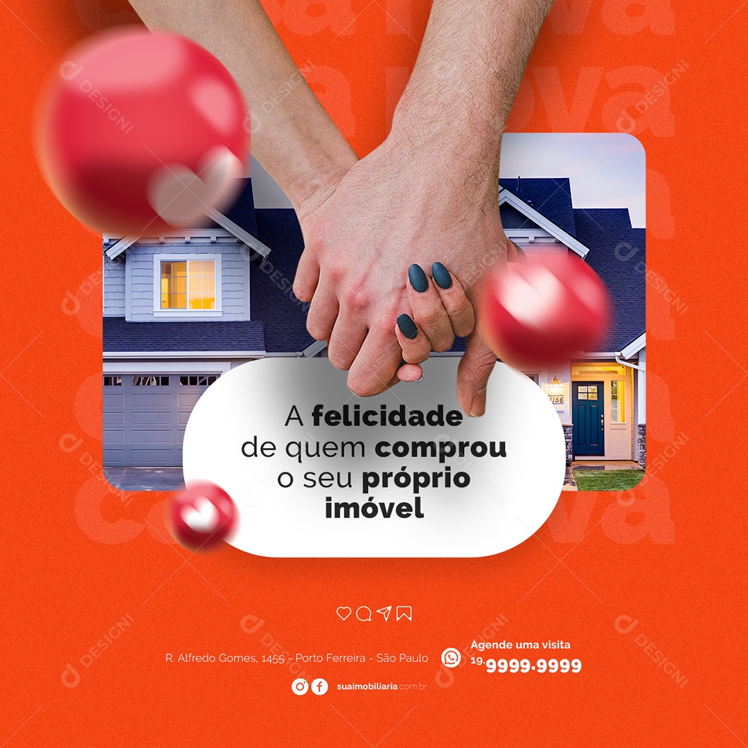 A Felicidade de quem Comprou o seu Próprio Imóvel Imobiliária Social Media PSD Editável