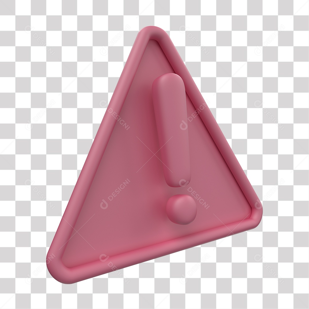 Placa de Interrogação Sinal de Alerta Rosa Elemento 3D PNG Transparente