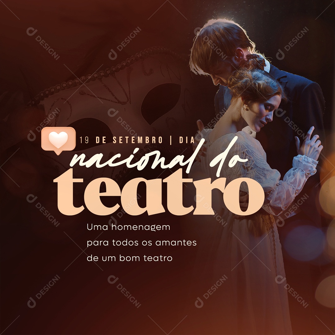 Uma Homenagem para todos os Amantes Dia Nacional do Teatro Social Media PSD Editável