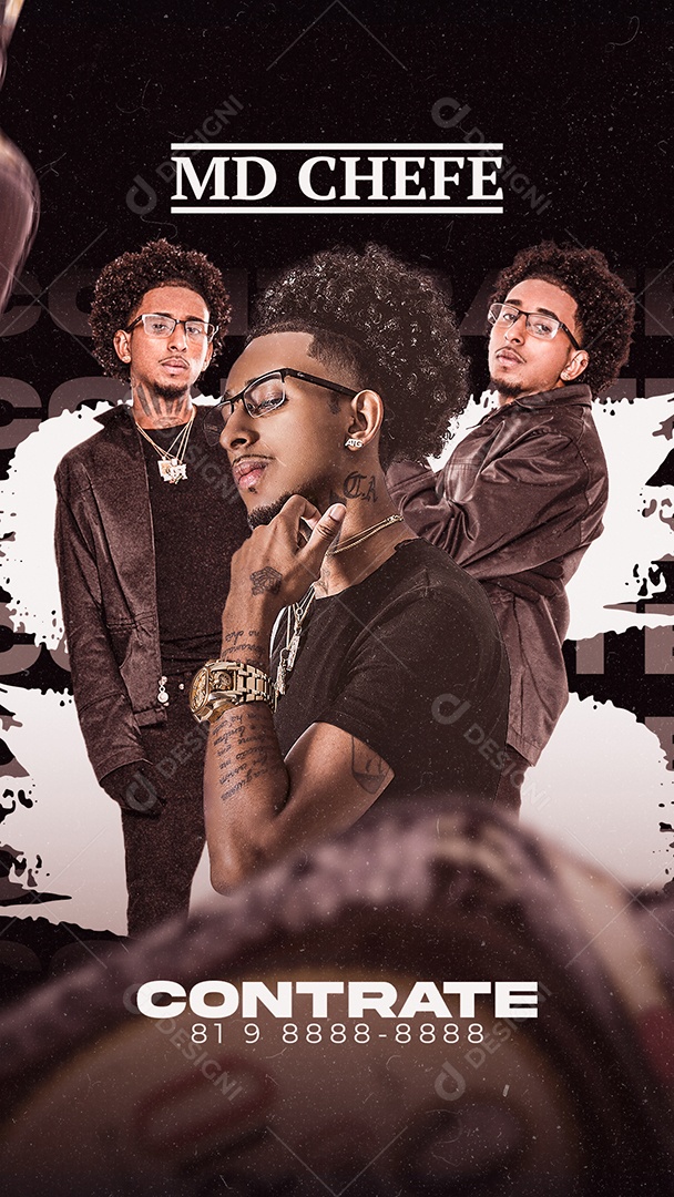 Story Contrate MD Chefe Rap Flyer Social Media PSD Editável