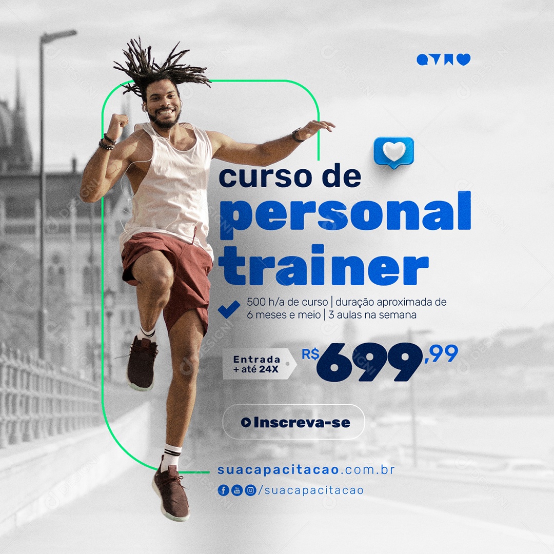 Curso de Personal Trainer Inscreve-se Cursos Profissionalizantes Social Media PSD Editável