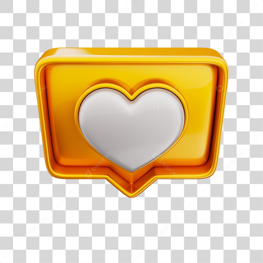 Emoji de Curtida 3D Dourado Com Coração Branco Elemento PNG Transparente