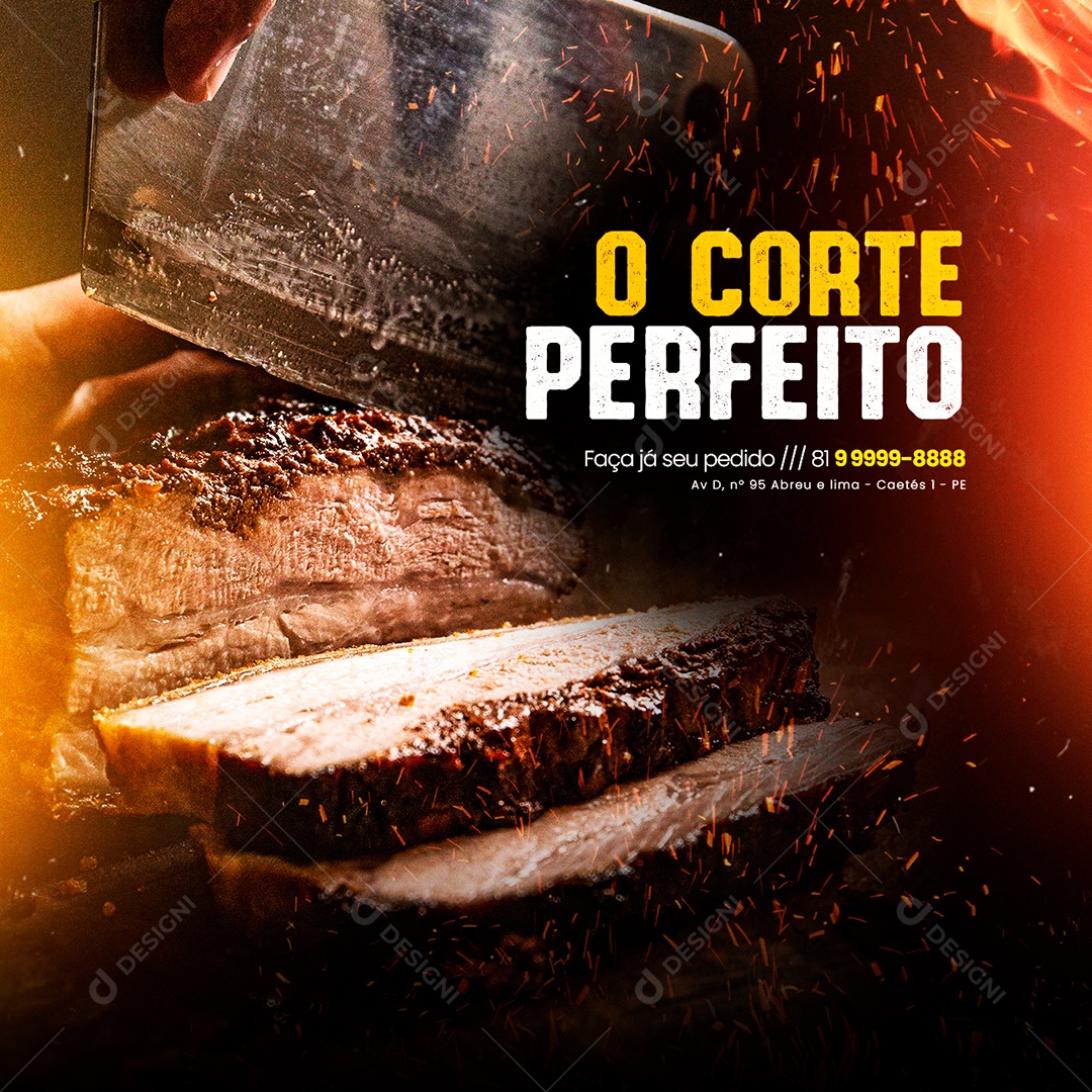 O Corte Perfeito Churrascaria Social Media PSD Editável