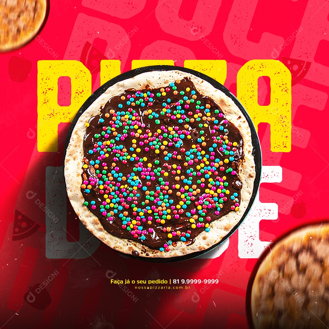 Social Media Pizzerias Pizza Doce Editable PSD