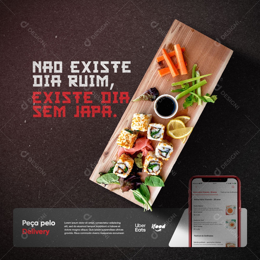 Restaurante Comida Japonesa Sushi Social Media PSD Editável