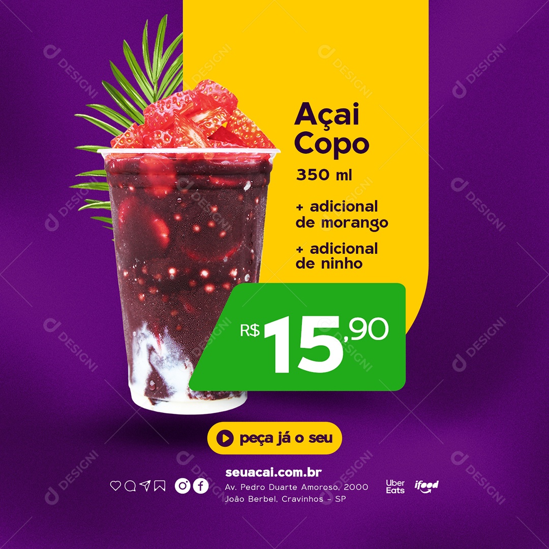 Açaí Copo Açaiteria Social Media PSD Editável