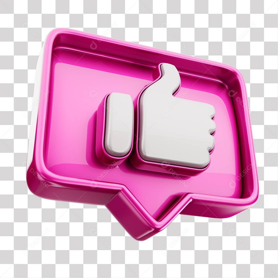emoji de curtida rosa mão branca elemento 3d para composição png