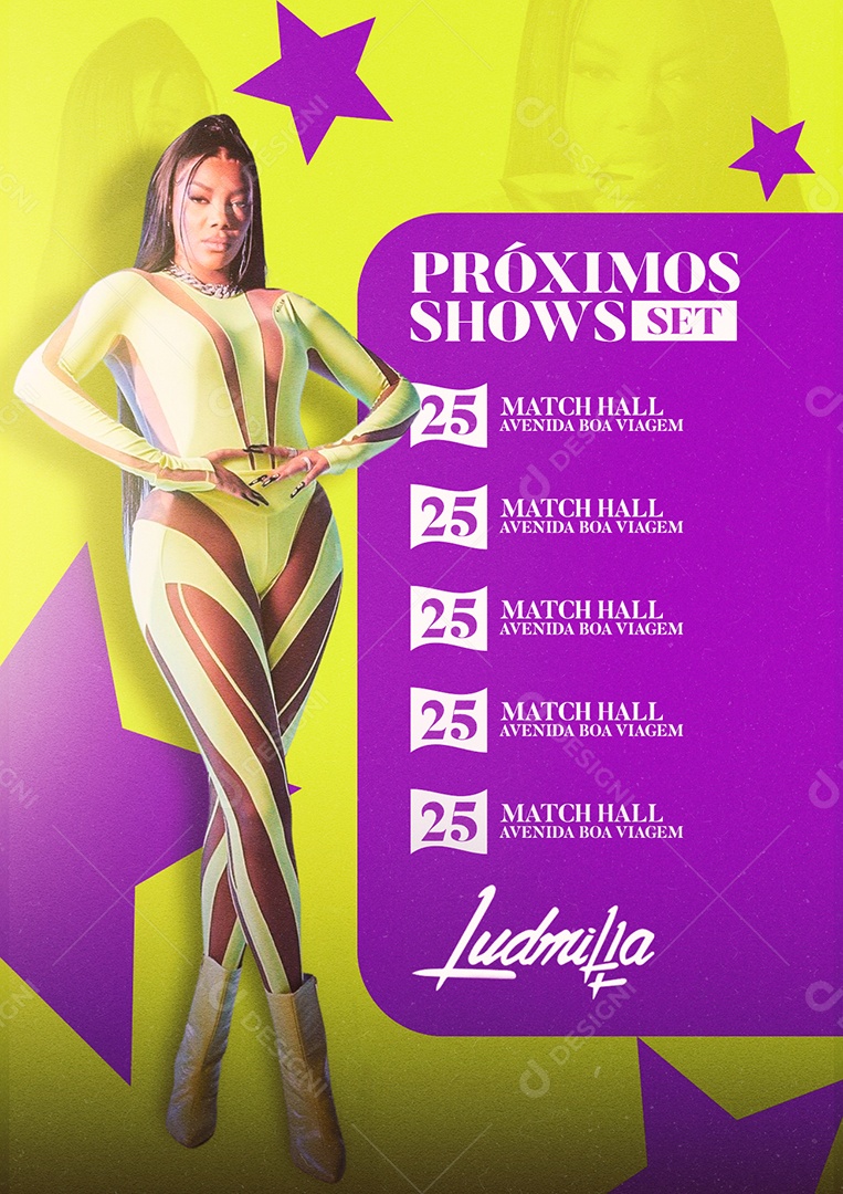 Próximos Shows Ludmilla Funk Flyer Social Media Psd Editável Download Designi 2593