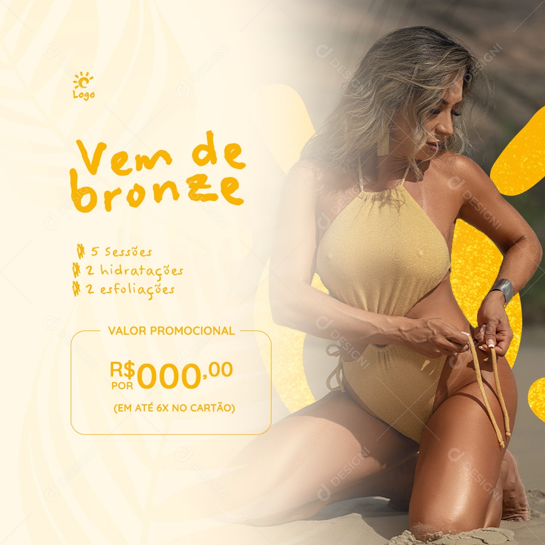 Bronzeamento Valor Promocional Vem de Bronze Social Media PSD Editável