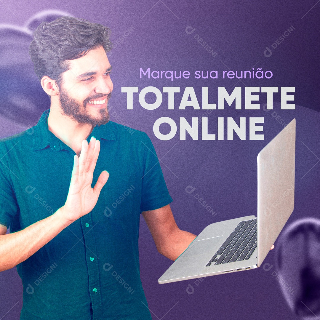 Social Media Designer Design Marque sua Reunião Totalmente Online PSD Editável