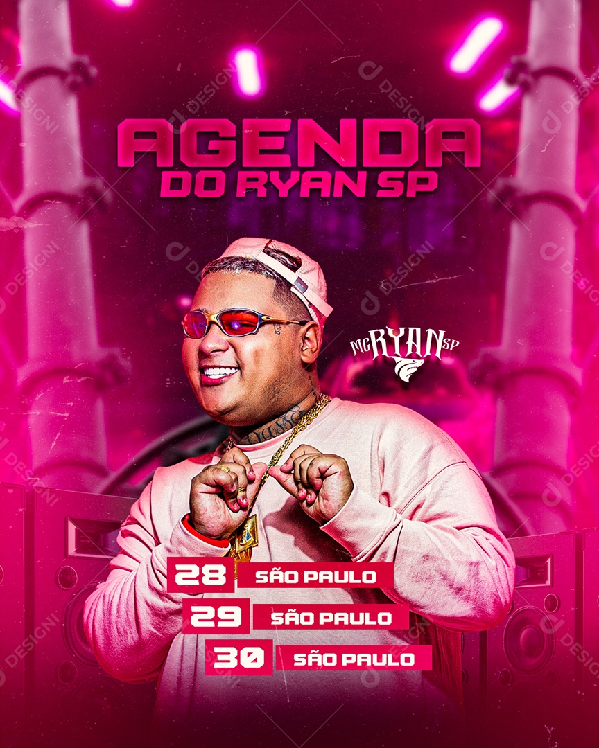 Flyer Agenda do MC Ryan Social Media PSD Editável