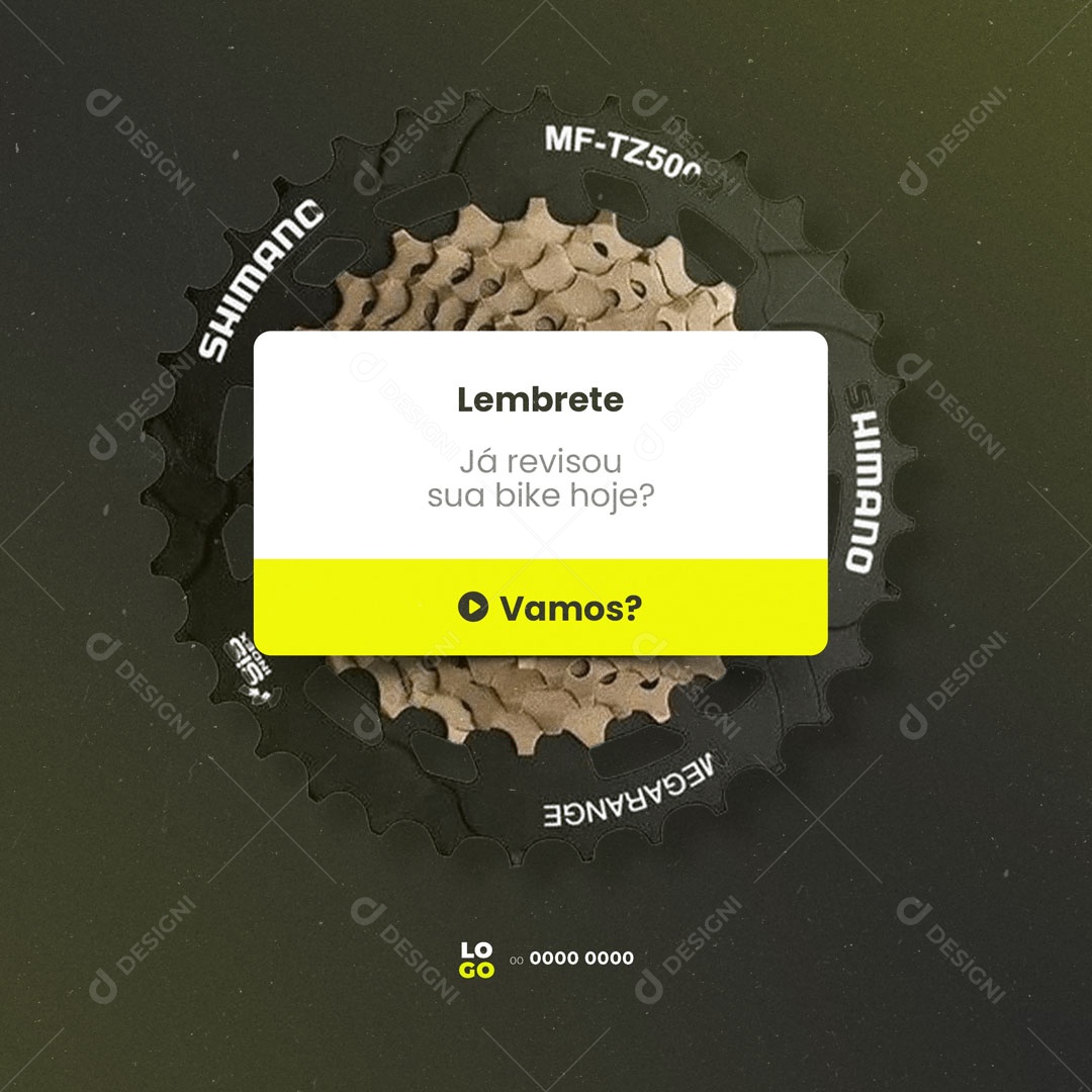 Social Media Lembrete Bicicletaria Já Revisou sua Bike Hoje? PSD Editável