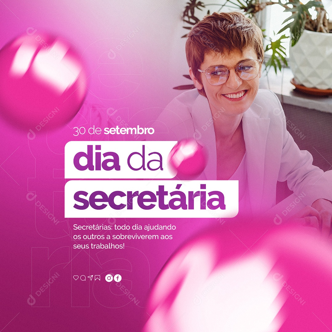 Secretárias todo dia ajudando os Outros Dia da Secretária Social Media PSD Editável