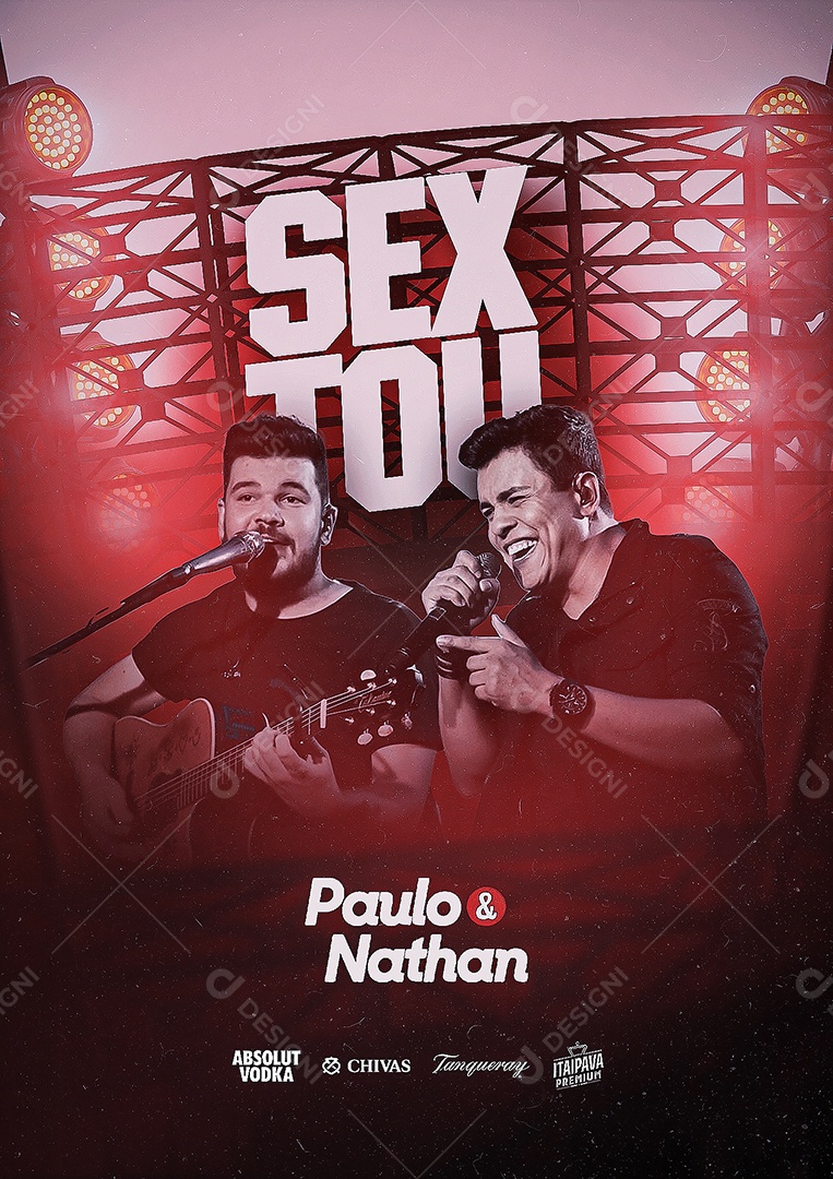 Sextou Paulo e Nathan Sertanejo Flyer Social Media PSD Editável