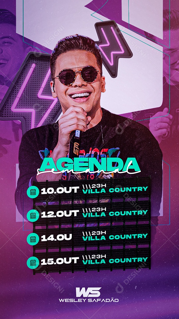 Story Agenda Semanal Wesley Safadão Flyer Social Media PSD Editável