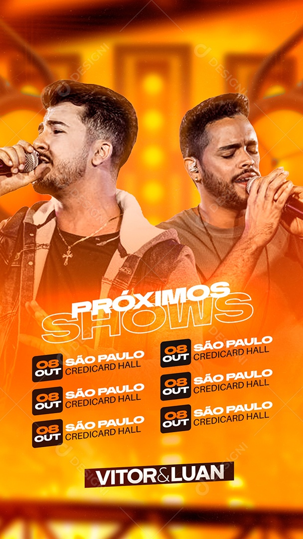 Story Próximos Shows Vitor e Luan Flyer Social Media PSD Editável