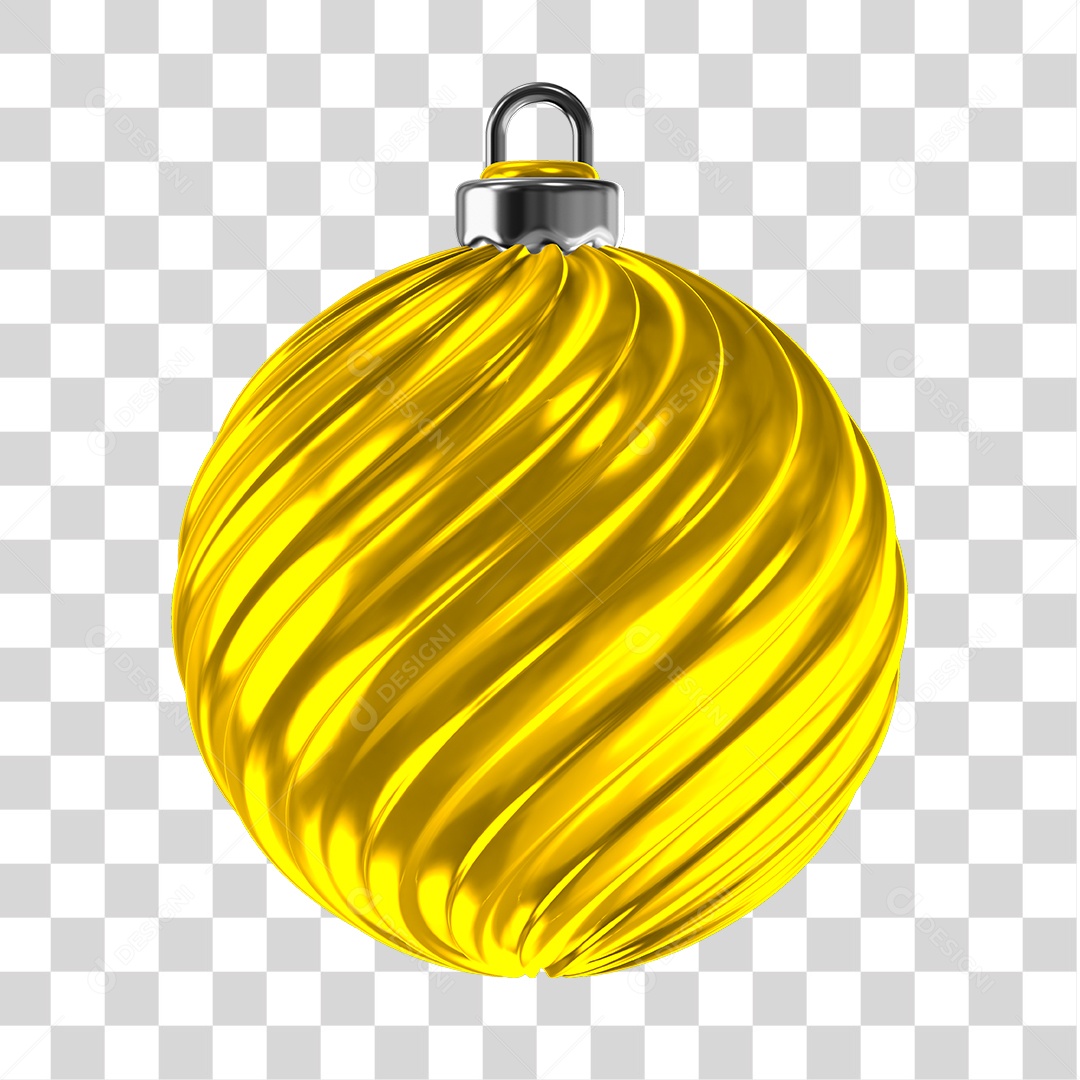 Elemento 3D Para Composição Bola De Natal Amarela E Preta PNG