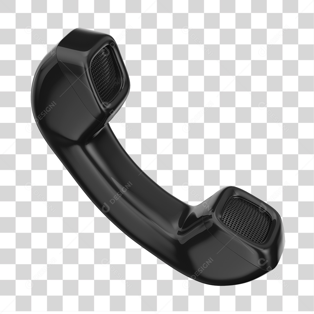 Black Landline Phone Element 3D PNG