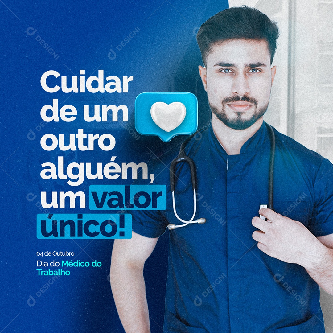 Cuidar de um Outro Alguém um Valor Único Dia do Médico do Trabalho Social Media PSD Editável