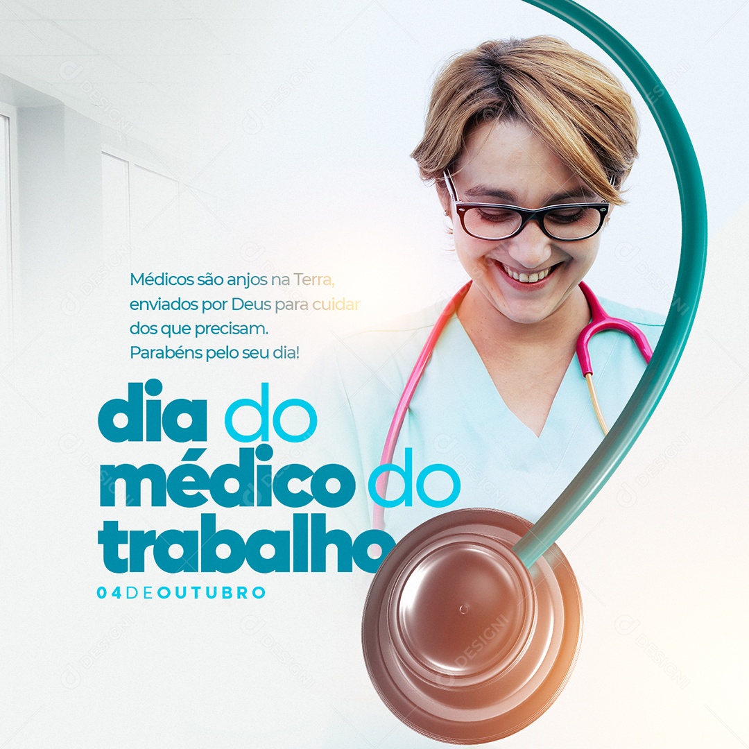 Médicos são Anjos na Terra Enviados por Deus Dia do Médico do Trabalho Social Media PSD Editável