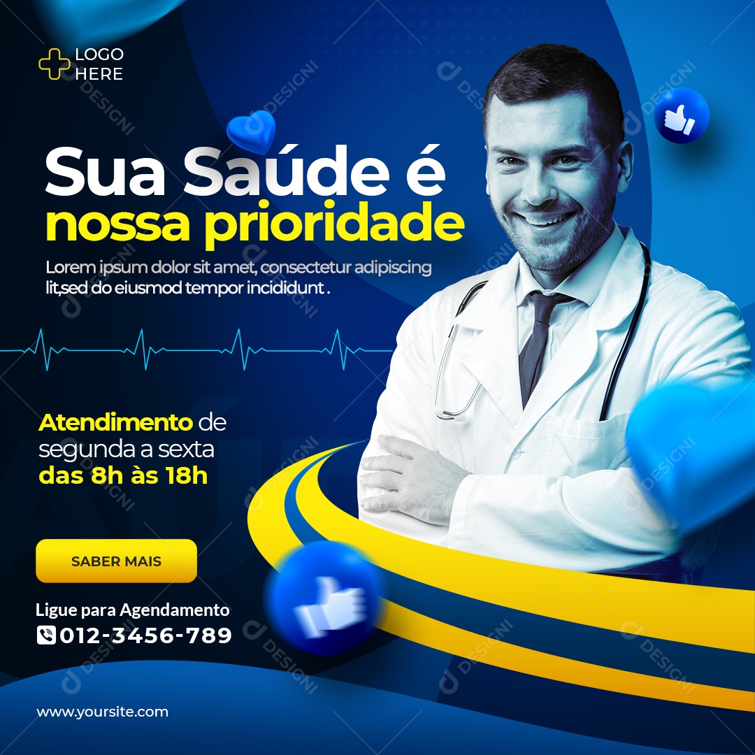 Social Media Clínica Médica Sua Saúde é Nossa Prioridade Psd Editável Download Designi 4772