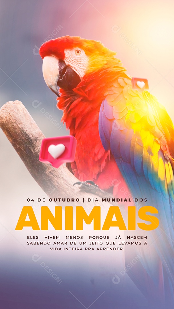 Story Eles Vivem Menos Porque já Nascem Sabendo Amar Dia Mundial dos Animais Social Media PSD Editável