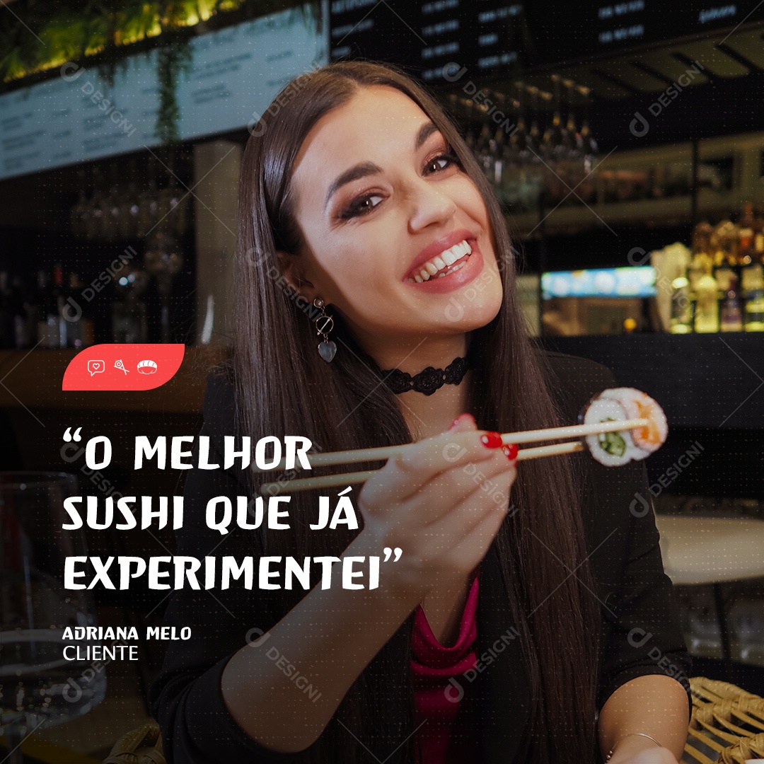 Restaurante Comida Japonesa o Melhor Sushi que já Experimentei Social Media PSD Editável