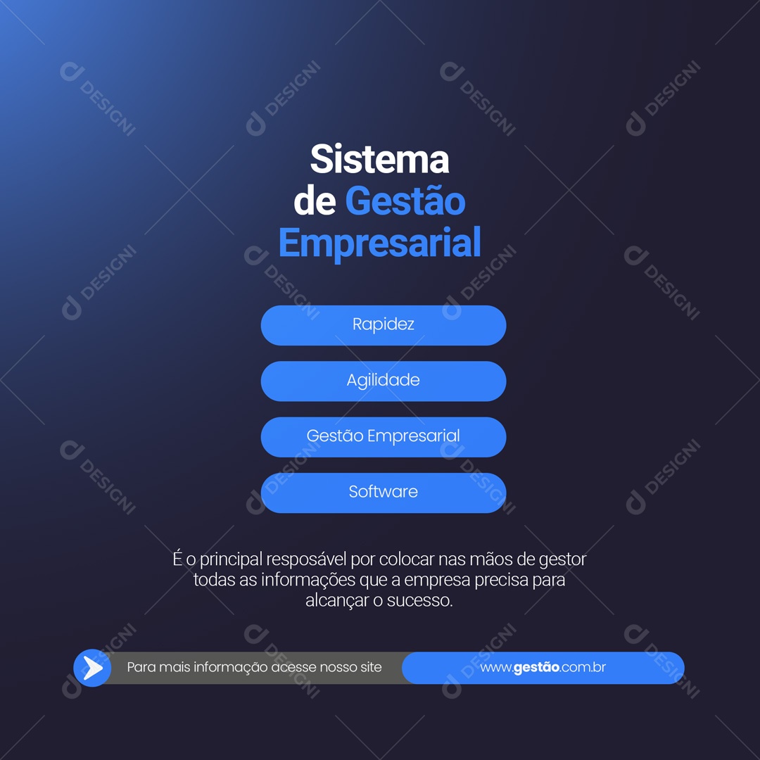 Sistema de Gestão Empresarial Rapidez Agilidade Software Social Media PSD Editável