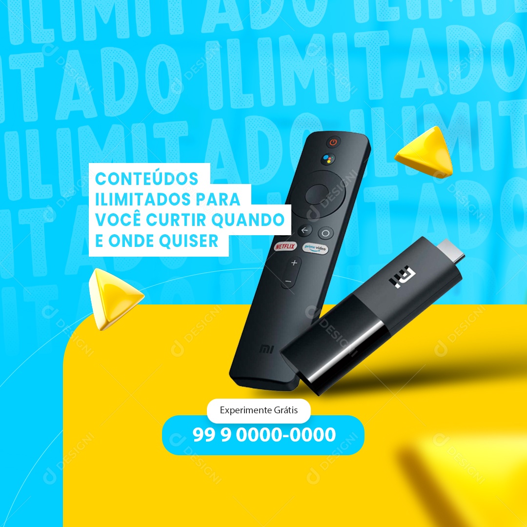 Conteúdos Ilimitados para Você IPTV Social Media PSD Editável