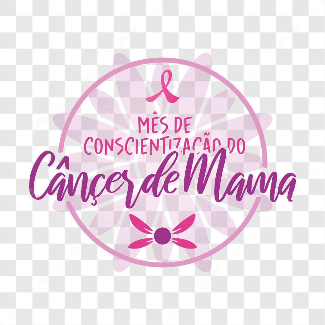 Lettering Mês de Conscientização do Câncer de Mama EPS + PNG