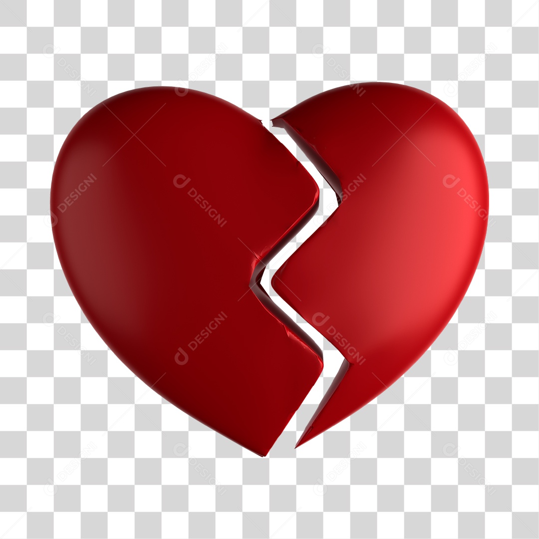 Broken Broken Heart 3D No Background PNG