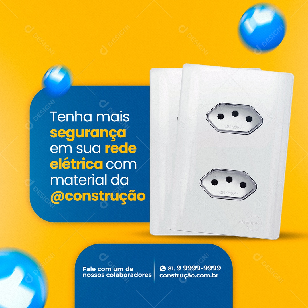 Tenha Mais Segurança em Sua Rede Elétrica Construção Social Media PSD Editável