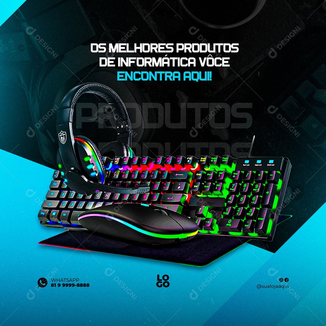 Social Media Gamer Os Melhores Produtos PSD Editável