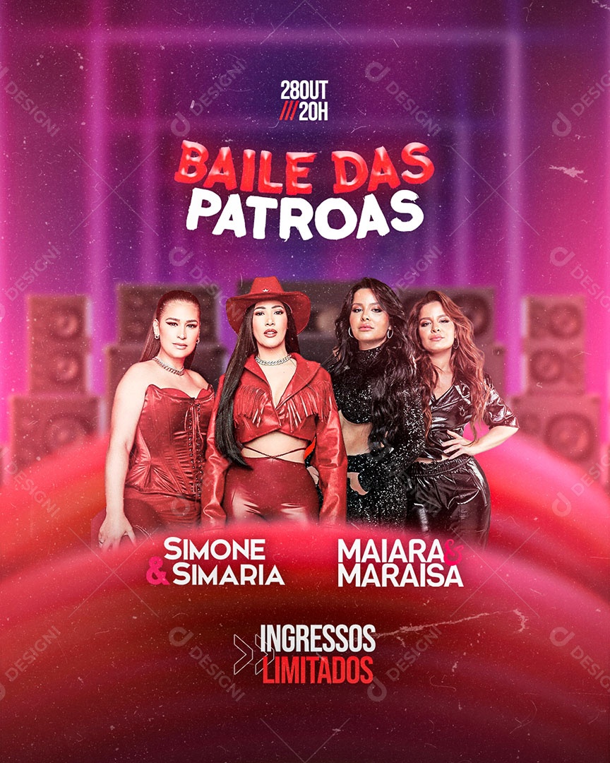 Flyer Show Baile das Patroas Simone e Simaria Maiara e Maraisa Social Media PSD Editável