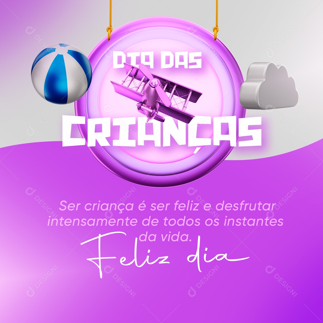 Feliz Dia das Crianças 12 de Outubro Ser Criança é ser Feliz Social Media PSD Editável