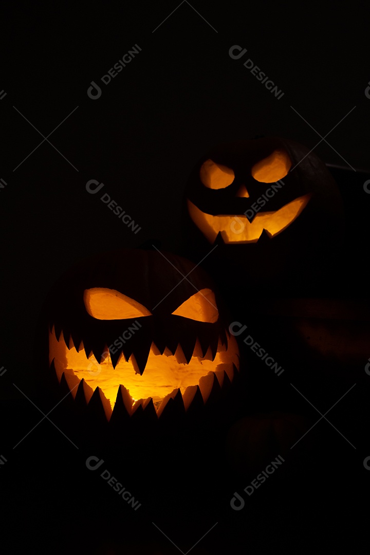 Conjunto De Abóboras Para O Halloween Com Sorriso De Alegria