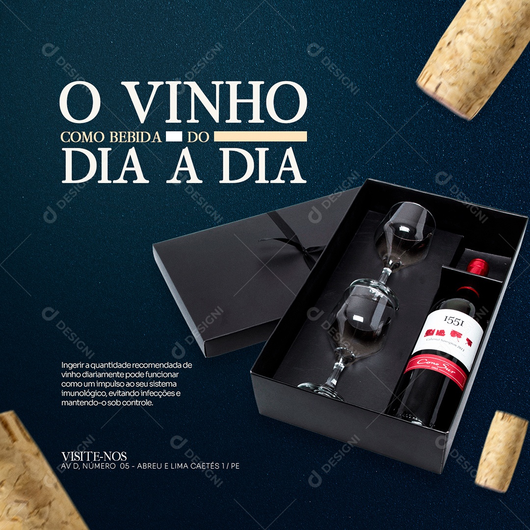 O Vinho Como Bebida do Dia a Dia Casa de Vinho Social Media PSD Editável