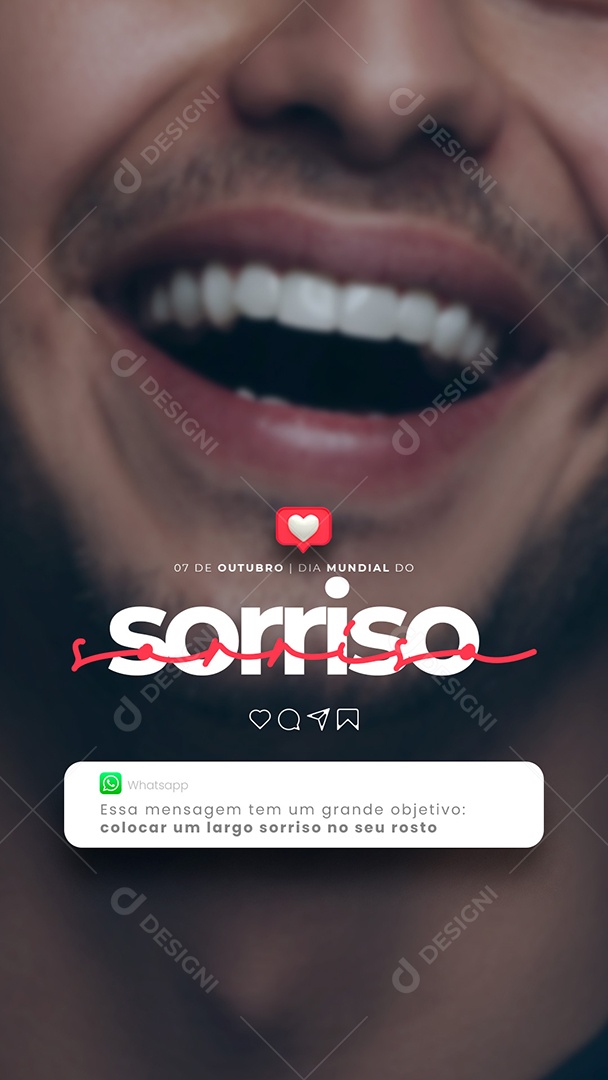 Story Colocar um Largo Sorriso no Seu Rosto Dia do Sorriso Social Media PSD Editável