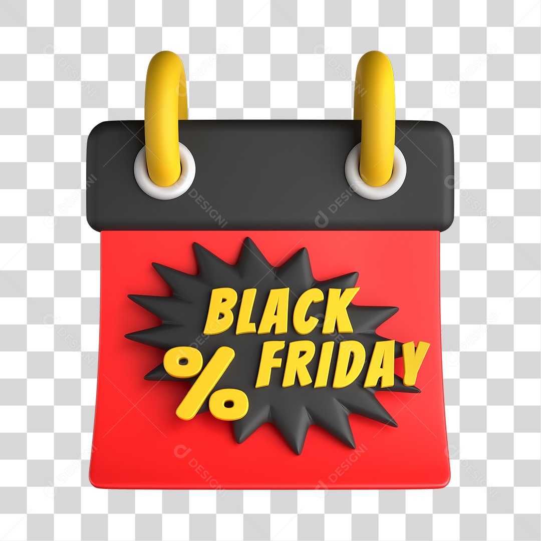 Ícone de Calendário Black Friday 3D PNG Sem Fundo [download] Designi