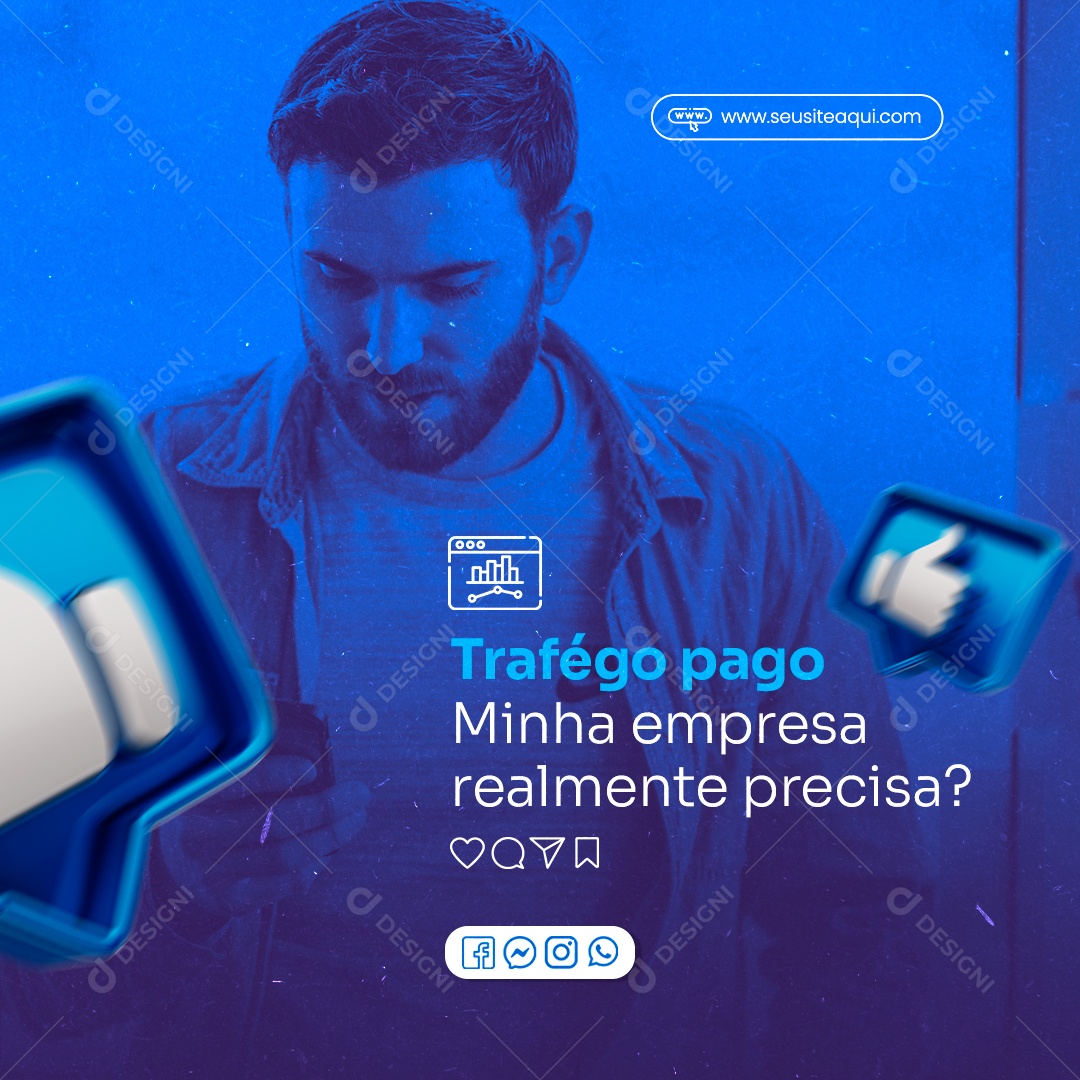 Minha Empresa Realmente Precisa Tráfego Pago Social Media PSD Editável