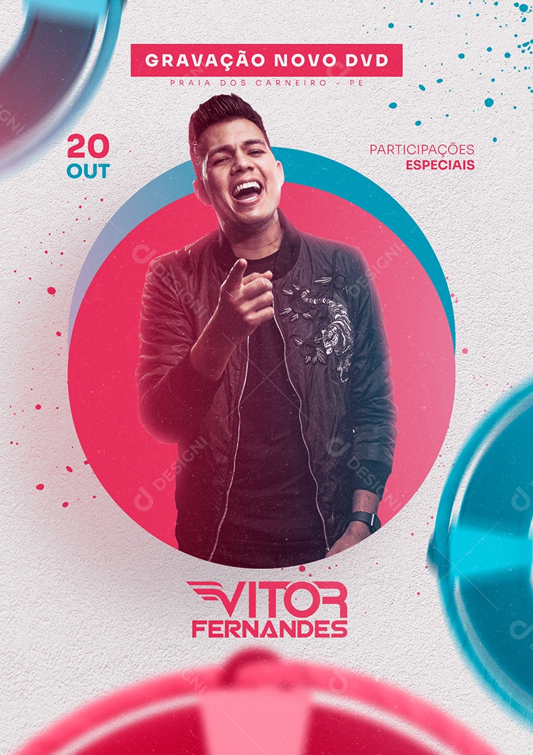 Gravação Novo DVD Vitor Fernandes Flyer Social Media PSD Editável