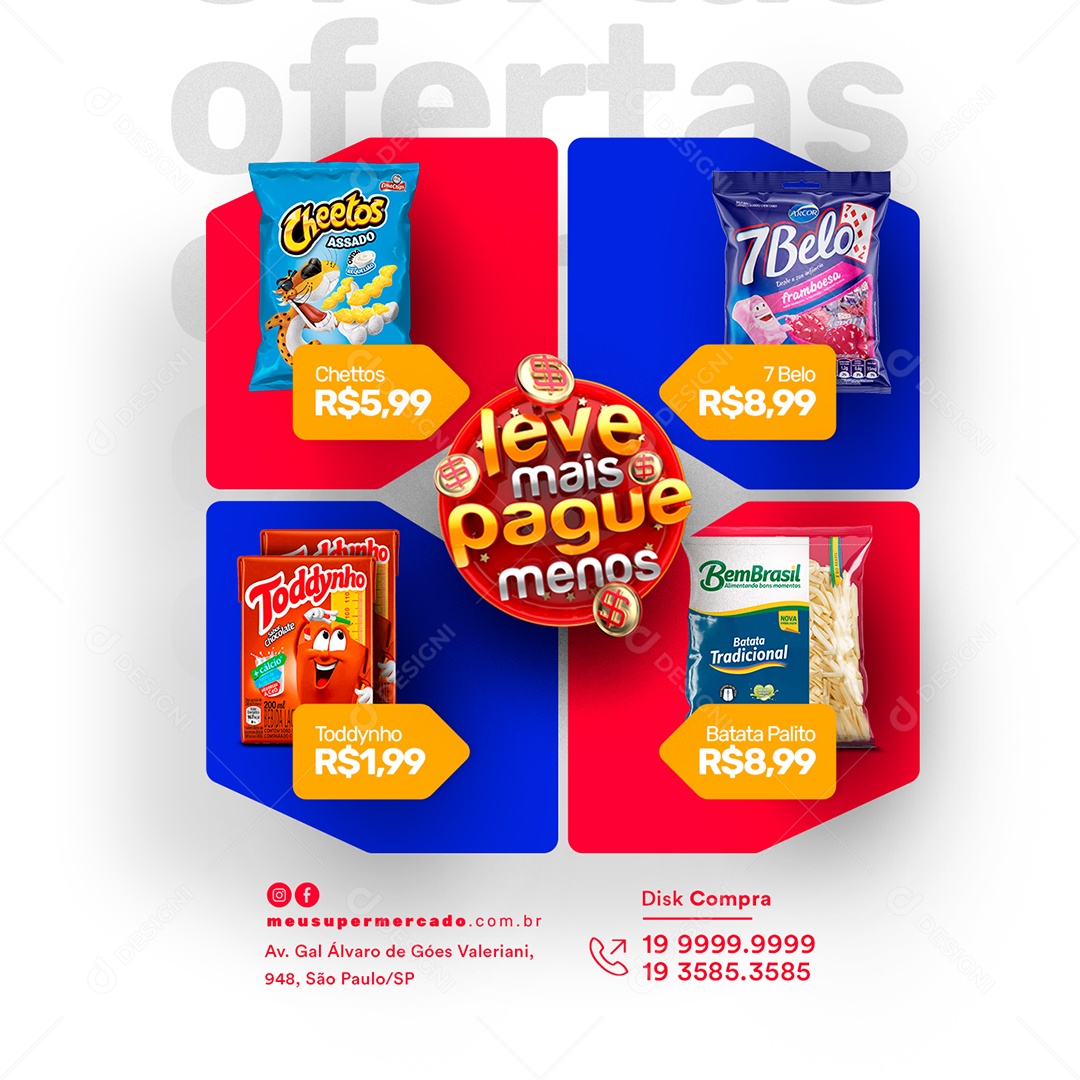 Leve Mais Pague Menos Supermercado Social Media PSD Editável