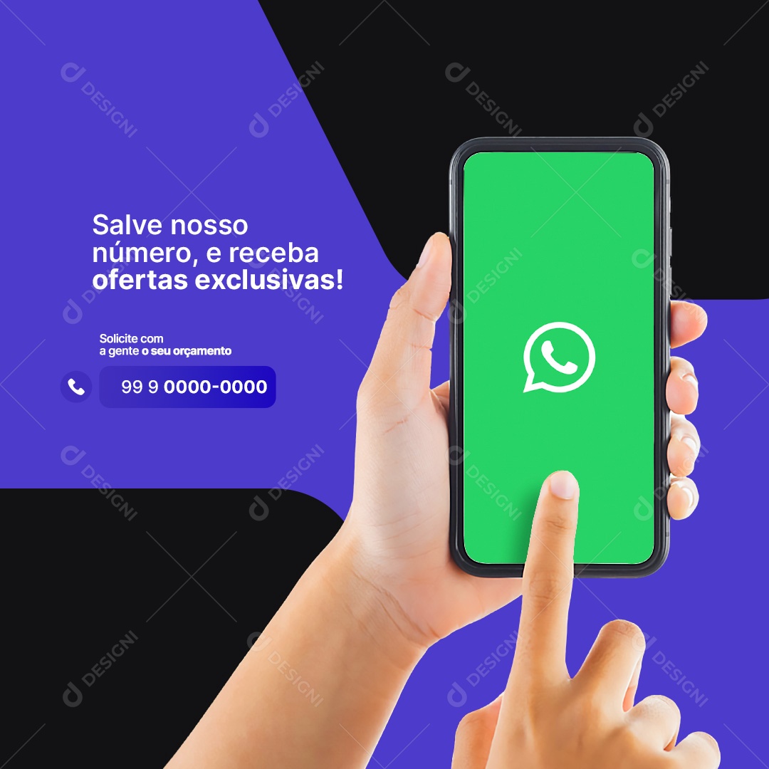 Salve Nosso Número e Receba Ofertas Exclusivas Assistência Técnica Social Media PSD Editável